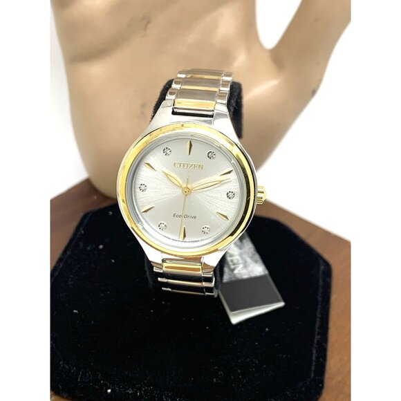 Citizen Women's Watch FE2104-50A Eco Drive Diamond Accent Dial Two Tone Steel - Picture 1 of 15